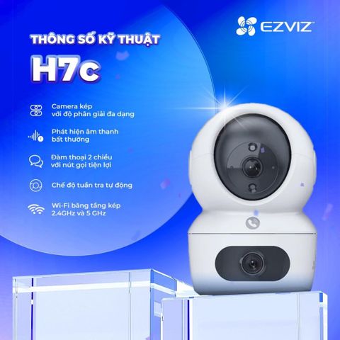 Camera Wifi Ezviz H7C 2 Mắt 360 Độ 8MP 2K+, Đàm Thoại 2 Chiều, Phát Hiện Chuyển Động, Chống Trộm, Tầm Nhìn Ban Đêm 15m