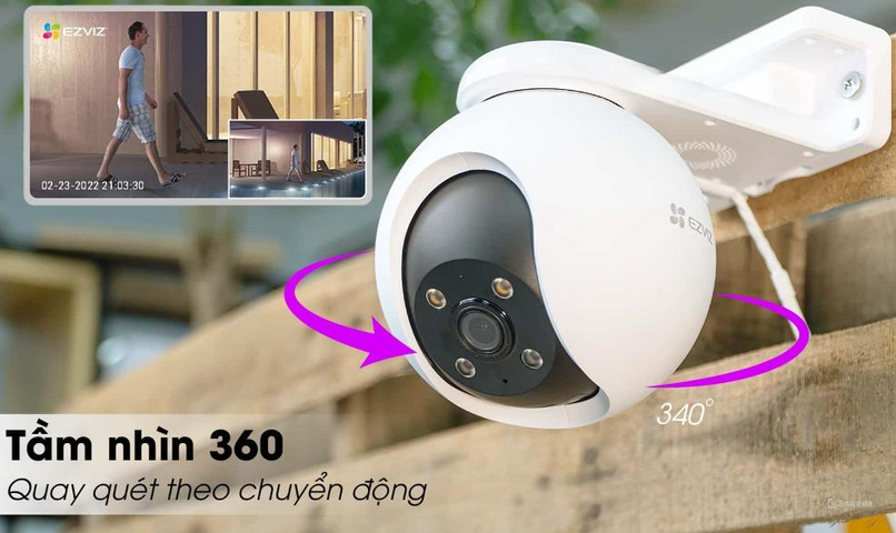 Camera WiFi ngoài trời Ezviz H8 Pro 2K 3MP quay 360 độ - Quan sát toàn cảnh, đàm thoại 2 chiều, bảo mật hiệu quả