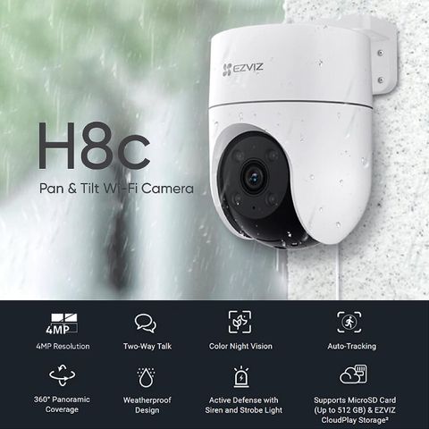 Camera Wifi ngoài trời Ezviz H8C 4MP 2K+ Quay Quét 360 Độ - Giám Sát Toàn Cảnh, Cảnh Báo Thông Minh, Kết Nối Ổn Định