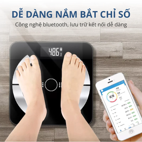 Cân điện tử Bluetooth Kachi MK223 - Phân tích chỉ số cơ thể, BMI, mỡ, nước, cơ nặng - Thiết kế hiện đại, dễ sử dụng, kết nối với smartphone