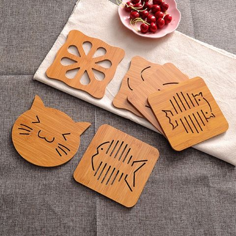 Combo 6 Miếng Lót Xoong Nồi Gỗ 14.5cm x 14.5cm - Bảo Vệ Bàn, Thiết Kế Thân Thiện Môi Trường cho Gian Bếp Thêm Sang Trọng
