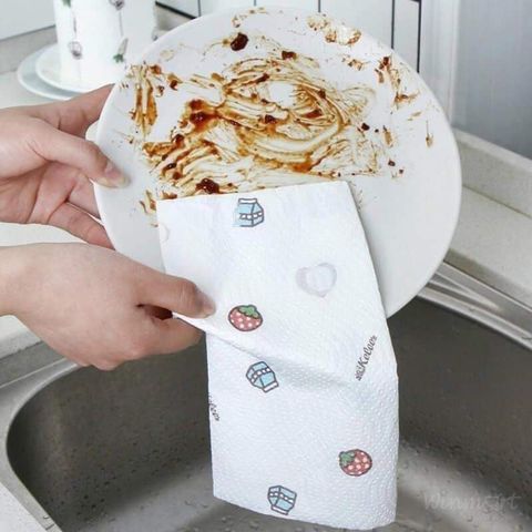 Cuộn khăn giấy lau bếp đa năng tái sử dụng - Giấy thấm hút nước, mềm mại, dễ giặt, tiện lợi cho mọi nhu cầu vệ sinh bếp.