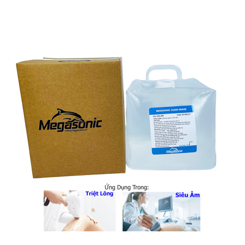 Gel siêu âm cao cấp Megasonic Clear Image 5 lít - Gel trong suốt không mùi, hiệu quả siêu âm và triệt lông tốt nhất