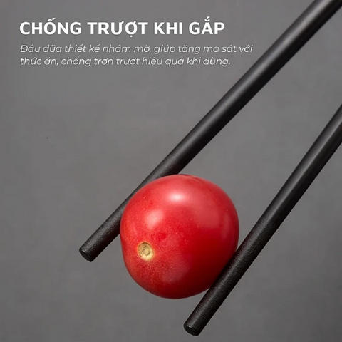 Hộp 10 Đôi Đũa Sợi Thủy Tinh Bọc Logo Bạc - Đũa Chống Trơn, Không Mùi, Chịu Nhiệt 220 Độ C, Dụng Cụ Nhà Bếp Cao Cấp