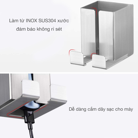 Kệ đựng máy cạo râu dán tường Inox 304 - Thiết kế sang trọng tiện lợi cho phòng tắm, tiết kiệm không gian, thương hiệu Hobby Home Decor MCR2