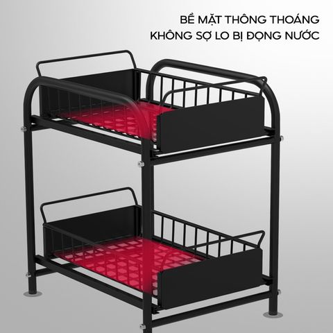 Kệ Ngăn Kéo Trượt 2 Tầng Đa Năng Để Bàn Nhà Bếp Nhật Bản - Thiết Kế Hiện Đại Cho Không Gian Gọn Gàng, Chịu Lực Tốt