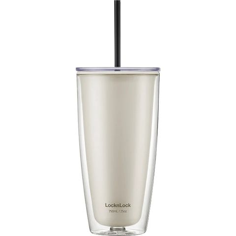 Ly nhựa 2 lớp Lock&Lock kèm ống hút HAP507 750ml - Chống nhiệt, thiết kế tiện dụng, lý tưởng cho nước lạnh và nước đá