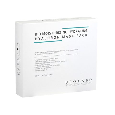Mặt Nạ Usolab Bio Cấp Nước & Dưỡng Ẩm Hyaluron - Hộp 10 Miếng Cho Da Tươi Trẻ, Căng Bóng, Phục Hồi Nếp Nhăn