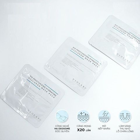 Mặt Nạ Usolab Bio Cấp Nước & Dưỡng Ẩm Hyaluron - Hộp 10 Miếng Cho Da Tươi Trẻ, Căng Bóng, Phục Hồi Nếp Nhăn