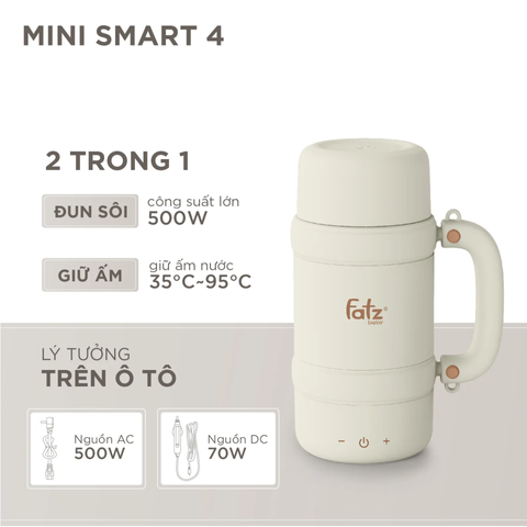Máy đun và hâm nước pha sữa Fatzbaby FB3623FD Mini Smart 4 nhỏ gọn, màn hình LED - Dung tích 600ml, tiện lợi cho mẹ sử dụng mọi lúc.