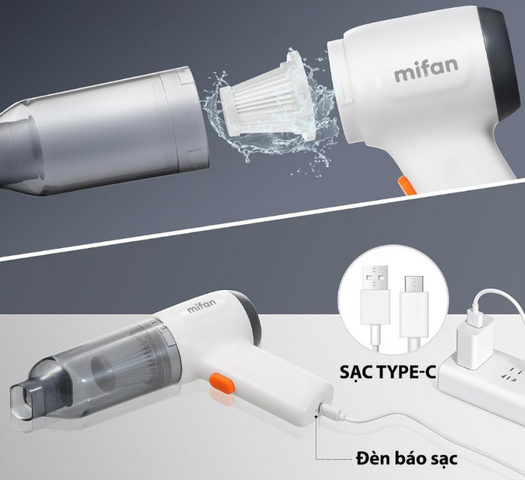 Máy Hút Bụi Cầm Tay Mini 3in1 Mifan CV103 - Lực Hút 8000Pa, Sạc Nhanh Type-C, Tiện Dụng Vệ Sinh Ô Tô, Nhà Cửa, Văn Phòng