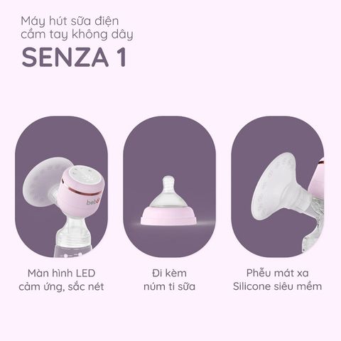 Máy Hút Sữa Cầm Tay Không Dây Senza 1 Beborn PBP01HB - Thiết Kế Gọn Nhẹ, Lực Hút Mạnh, Phễu Silicon Mềm Mại, Bảo Vệ Da