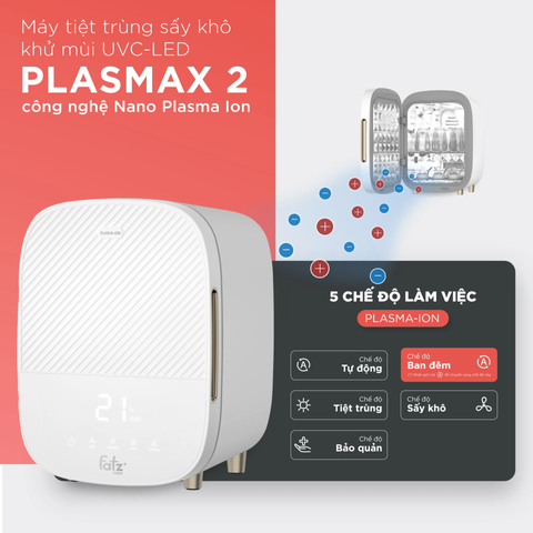 Máy Tiệt Trùng Sấy Khô Khử Mùi Fatzbaby UVC-LED Plasmax 2 FB4791TN - Công Nghệ Nano Plasma Ion, Hiệu Quả Cao Cho Mẹ Và Bé