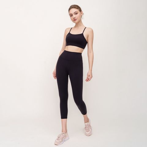 Set đồ tập gym Hibi Sports H144 - Áo bra có mút ngực + Quần lửng lưng cao, Chất liệu co giãn, Thể thao, Yoga, Gym, Đen, Đỏ