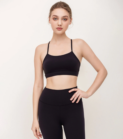 Set đồ tập gym Hibi Sports H144 - Áo bra có mút ngực + Quần lửng lưng cao, Chất liệu co giãn, Thể thao, Yoga, Gym, Đen, Đỏ