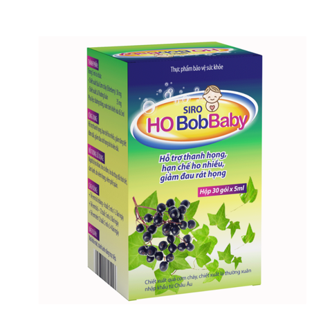 Siro HO BobBaby Giảm Ho Cho Bé - Hương Vị Ngọt, Thành Phần Thiên Nhiên, Hỗ Trợ Giảm Đau Họng, Dễ Uống - 30 Gói 5ml