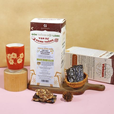 Snack Rong Biển Kẹp Hạt Dinh Dưỡng GUfoods - Thực Phẩm Thuần Chay Giàu Năng Lượng, Hỗ Trợ Ăn Sống Khỏe, 160g