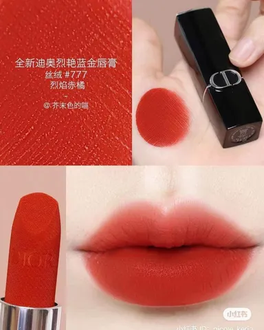 Son Thỏi Dior Velvet Đỏ Cam 777 Fahrenheit - Chất Son Mịn Mượt, Bám Màu Lâu, Hàng Chính Hãng Christian Dior