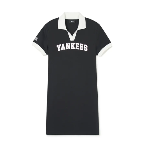 Váy Polo MLB New York Yankees Varsity Lettering Slim Fit - Thời Trang Năng Động, Đi Chơi, Du Lịch, Màu Đen 3FOPV0143-50BKS