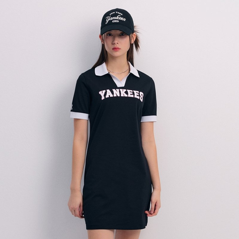 Váy Polo MLB New York Yankees Varsity Lettering Slim Fit - Thời Trang Năng Động, Đi Chơi, Du Lịch, Màu Đen 3FOPV0143-50BKS