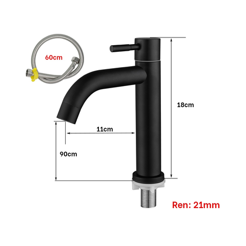 Vòi xả chậu lavabo lạnh inox 304 HOBBY HOME DECOR LBL3D - Kiểu dáng cổ điển, chất liệu inox đen sang trọng, tiết kiệm nước