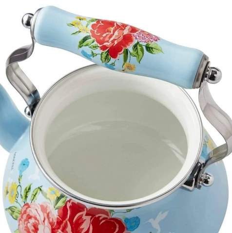 Ấm Đun Bếp Từ The Pioneer Woman 1,8L - Men Tráng Hoa Dễ Thương, Dung Tích Lớn, Nóng Nhanh, Phù Hợp Với Mọi Nhà Bếp