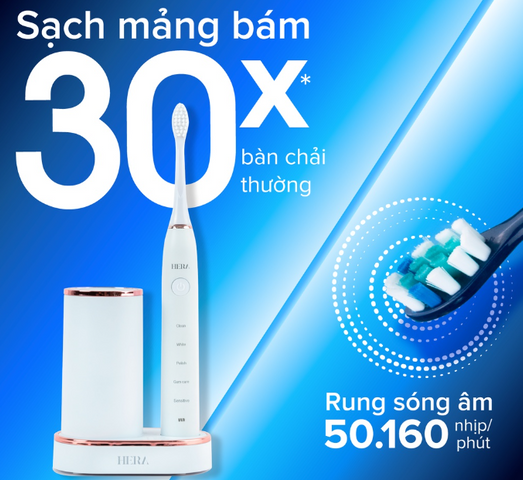 Bàn Chải Đánh Răng Điện Maxcare Hera Whitening - Sóng Siêu Âm 5 Chế Độ, Cảm Biến Áp Suất, Khử Khuẩn UV-C, Dành Cho Người Lớn