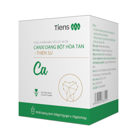 Canxi Dạng Bột Hòa Tan Tiens Thiên Sư - Hỗ Trợ Xương Khỏe, Hấp Thụ Nhanh, Thiết Kế Đột Phá - 100g (10 gói)