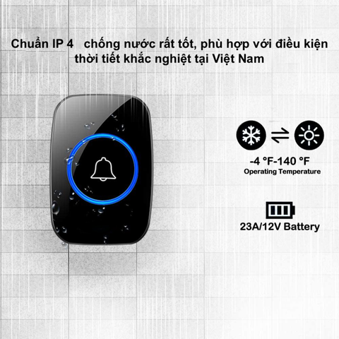 Chuông Cửa Không Dây Thông Minh CTFAST CT01 - Thiết Kế Hiện Đại, Chống Nước, Khoảng Cách 300m, 38 Nhạc Chuông Tùy Chọn