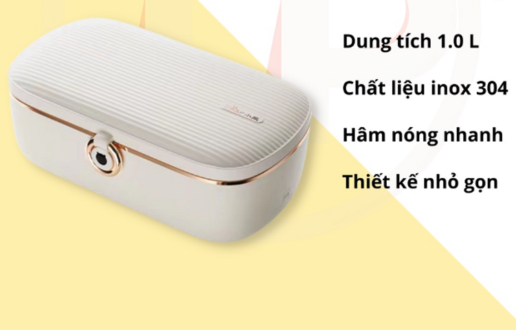 Hộp Cơm Giữ Nhiệt Cắm Điện Inox Cao Cấp Bear DFH-P09E5 - Hâm Nóng Nhanh, Dung Tích 1L, Dễ Vệ Sinh, Phù Hợp Văn Phòng và Du Lịch