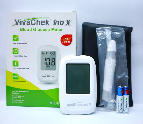 Máy Đo Đường Huyết VivaChek Ino X - Thiết Kế Thông Minh, Màn Hình LCD Lớn, Kết Quả Nhanh Chỉ Sau 5 Giây, Thích Hợp Cho Người Cao Tuổi