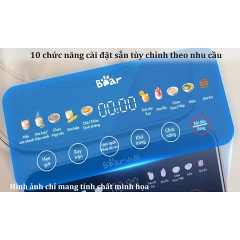 Máy làm sữa hạt đa năng Bear PBJ-D08T1 - 10 chế độ, 1200W, dung tích 1.5L, nhiều chức năng xay sinh tố, nấu cháo, an toàn và dễ sử dụng