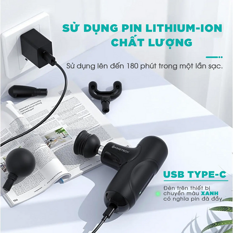 Máy Massage Mini Cầm Tay KINGTECH A1 - Thiết Bị Massage Trị Liệu Sạc Pin, 5 Đầu Massage, Chống Ồn, Giảm Căng Thẳng, Dễ Dàng Mang Theo
