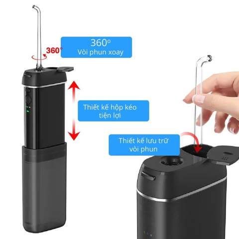 Máy Tăm Nước Mini Kachi MK357 - 4 Đầu Vòi, Thiết Kế Nhỏ Gọn, Chế Độ Phun Đa Năng, Vệ Sinh Răng Miệng Hiệu Quả, Du Lịch Tiện Lợi
