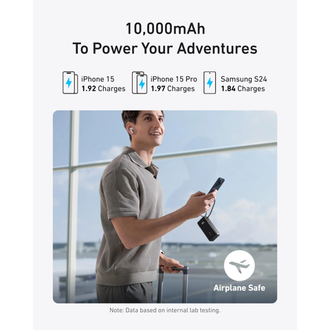 Pin sạc dự phòng Anker Fusion 10000mAh A1637 - Sạc nhanh 30W với cáp tích hợp Type C và Lightning, thiết kế gọn nhẹ, tiện lợi