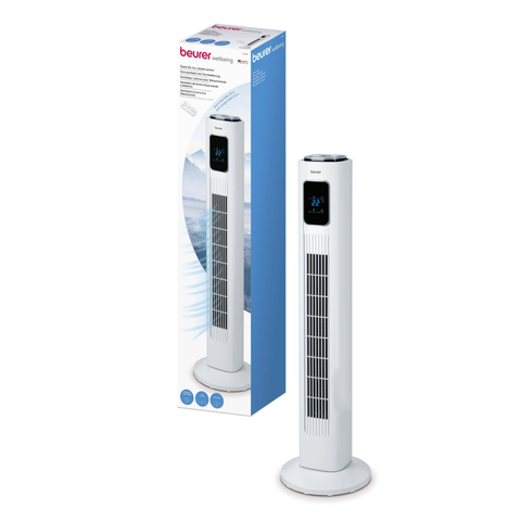 Quạt Tháp Beurer LV200 - Quạt Tích Hợp Hẹn Giờ, Điều Khiển Từ Xa, 3 Tốc Độ & Chế Độ - Mẫu Quạt Điện Yên Tĩnh, Thông Minh, Nhiệt Độ LED