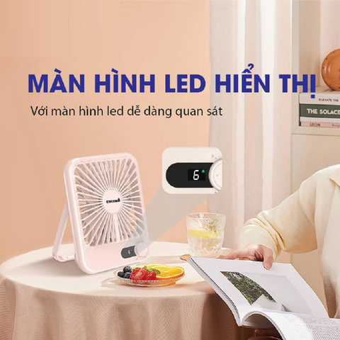 Quạt Tích Điện Mini Creen CR-SK101 - Pin 1500mAh, 100 Cấp Độ Gió, Thiết Kế Di Động, Hoàn Hảo Cho Đi Dã Ngoại
