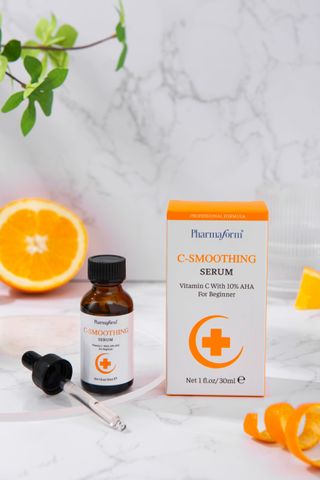 Serum Pharmaform C-Smoothing Vitamin C 30ml + 10% AHA - Làm mờ vết thâm, dưỡng da sáng mịn, phù hợp cho da nhạy cảm và lão hóa