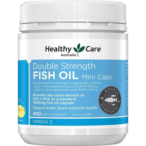 Viên Dầu Cá Healthy Care Double Strength Fish Oil Mini 200 Viên - Tăng Cường Omega-3, Hỗ Trợ Sức Khỏe Tim Mạch và Thị Lực