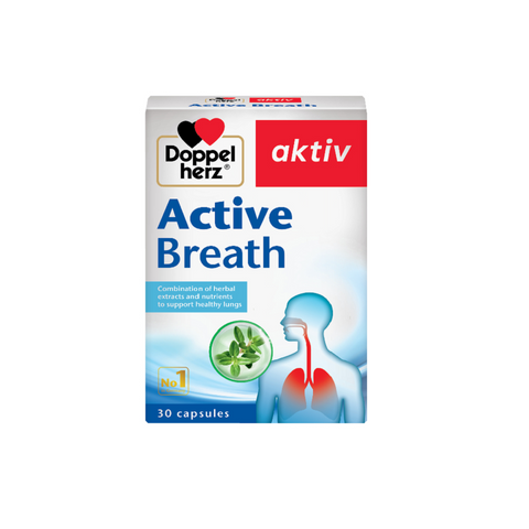 Viên uống hỗ trợ bổ phổi Doppelherz Active Breath 30 viên - Bảo vệ và nuôi dưỡng phổi khỏe mạnh với chiết xuất tự nhiên và vitamin.