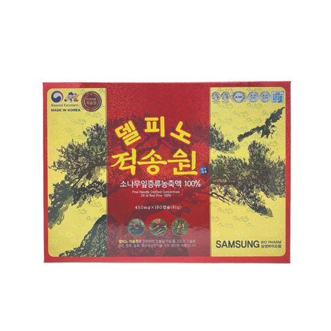 Viên Uống Tinh Dầu Thông Đỏ Del Pino Jeok Song Won - Hỗ Trợ Sức Khỏe, Cải Thiện Tâm Trạng, 180 Viên Hàn Quốc