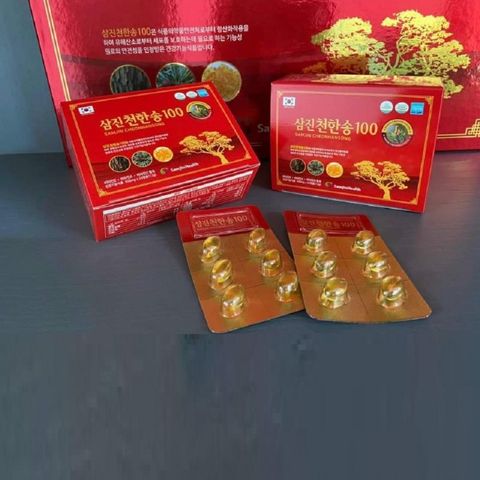Viên uống tinh dầu thông đỏ Samjin Cheonhansong - Hỗ trợ sức khỏe, tăng đề kháng và thanh lọc cơ thể, hộp 120 viên cao cấp từ Hàn Quốc