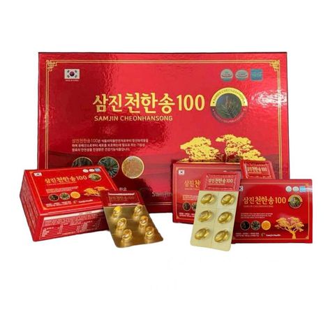 Viên uống tinh dầu thông đỏ Samjin Cheonhansong - Hỗ trợ sức khỏe, tăng đề kháng và thanh lọc cơ thể, hộp 120 viên cao cấp từ Hàn Quốc