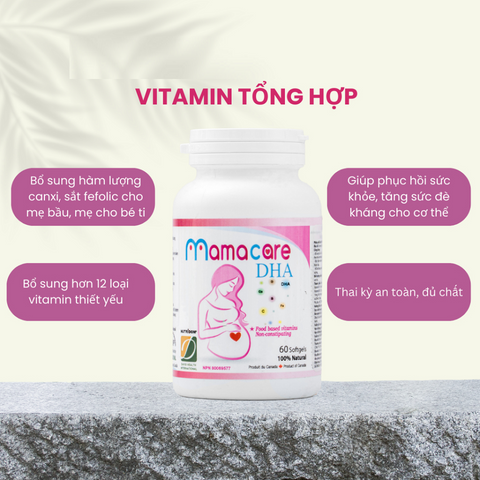 Vitamin Tổng Hợp Mamacare DHA cho Mẹ Bầu - 60 Viên Hỗ Trợ Thai Kỳ Khỏe Mạnh và Phát Triển Thai Nhi