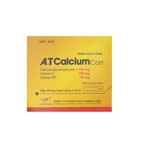 A.T Calcium Cort An Thiên - Ống Uống Bổ Sung Vitamin & Canxi Hỗ Trợ Xương Khỏe Mạnh - Cho Trẻ Em & Người Lớn