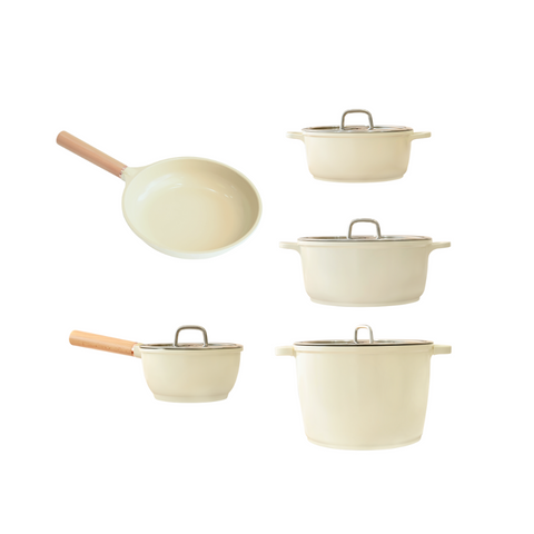 Bộ 5 Nồi Chảo Chống Dính Phủ Gốm Haatz - Nồi Chảo Thực Phẩm An Toàn, Dễ Dàng Vệ Sinh, Chất Liệu Cao Cấp, Thiết Kế Tinh Tế