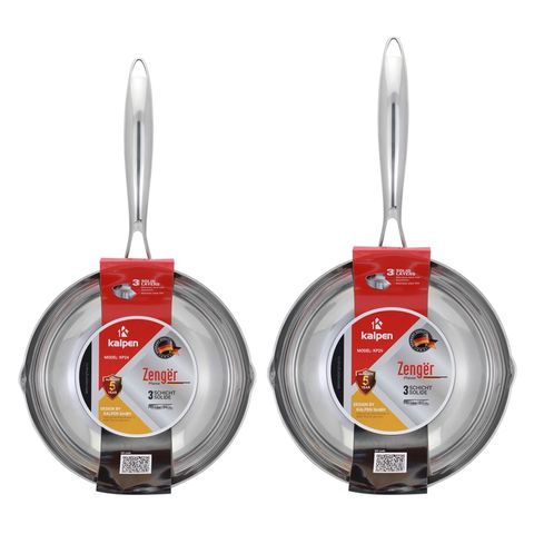 Chảo Inox Sâu Lòng 3 Lớp Kalpen Zenger Có Miệng Rót - Thiết Kế Hiện Đại, Chất Liệu Inox 304 Bền Đẹp, Dùng Cho Bếp Gas, Điện Từ, Hồng Ngoại