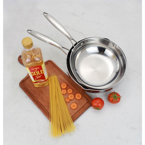 Chảo Inox Sâu Lòng 3 Lớp Kalpen Zenger Có Miệng Rót - Thiết Kế Hiện Đại, Chất Liệu Inox 304 Bền Đẹp, Dùng Cho Bếp Gas, Điện Từ, Hồng Ngoại