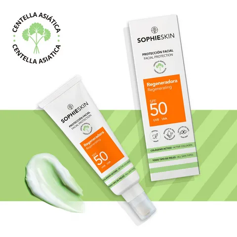 Kem Chống Nắng Sophieskin Regenerating SPF50 - Bảo Vệ Da Khỏi Tia UV, Chiết Xuất Rau Má, Thấm Nhanh, Dành Cho Mọi Loại Da