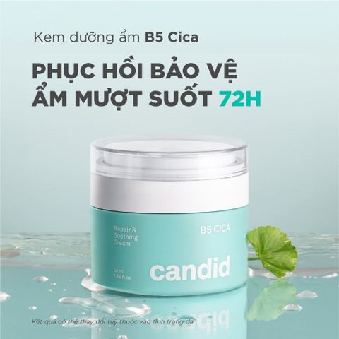 Kem Dưỡng Ẩm B5 Cica Candid Repair & Soothing Cream 50ml - Giải Pháp Dưỡng Ẩm Sâu, Phục Hồi Da Khô, Nhạy Cảm, Đảm Bảo 72 Giờ Ẩm Mịn